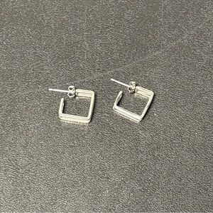 Elegant Silver Square Hoop Earrings
